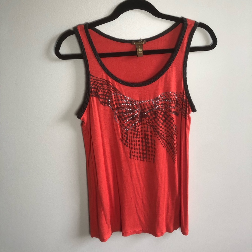 Pretty tank top by Cooper Key with sequins bow